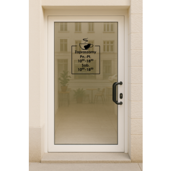 Naklejka z godzinami otwarcia- Kawka